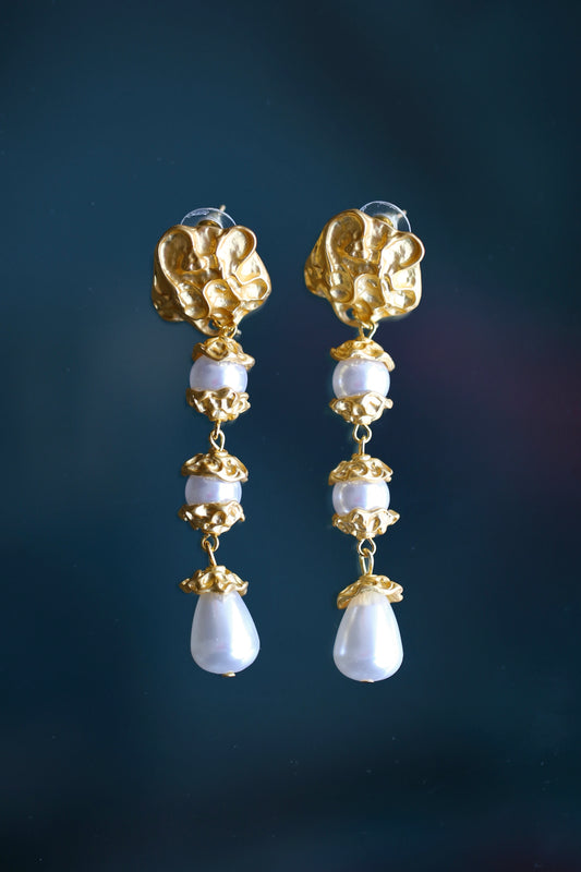 Pendientes vintage franceses de perlas artificiales